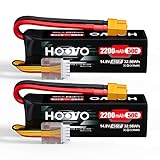 HOOVO 4S 14.8V 2200mAh 50C Lipo Battery Hard Case Pack with XT60 Connector for Popular RC Car RC Helicopter Airplane Quadcopter UAV Drone FPV (2 Packs)