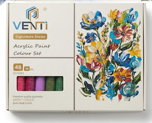 Image of Venti Signature Acrylic Colour Paint Set, 48 Colors, 36ml Each, Multicolour