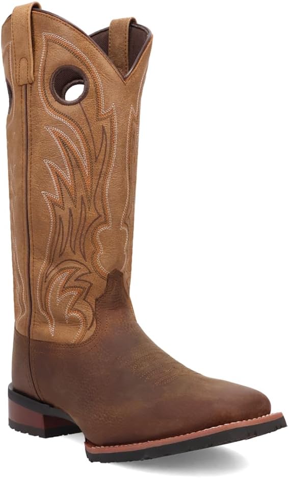Laredo Mens Cullen Embroidered Square Toe Pull On Casual Boots Mid Calf - Brown