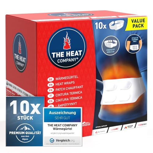 THE HEAT COMPANY Wärmegürtel - 10 Stück Vorteilspack - EXTRA WARM - Preis-Leistungs-Sieger - 12 Std. wohlige Wärme - sofort einsatzbereit - luftaktiviert - rein natürlich - für alle Größen: S-XL