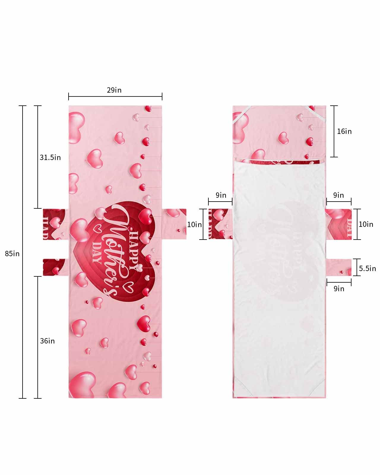 Mother's Day Beach Lounge Chair Towel Cover, Soft Chaise Lounge Towel with Side Pockets Patio Pool Chairs Cover for Beach/Pool Sunbathing 29x85 Pink Red Love Heart