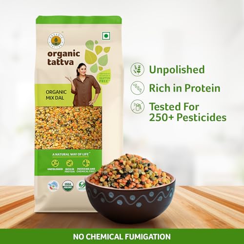 Image of Organic Tattva Organic Mix (Panchrangi) Dal 1KG | 100% Vegan, Gluten Free and Unpolished | NO Additives and NO Preservatives | 500G Each