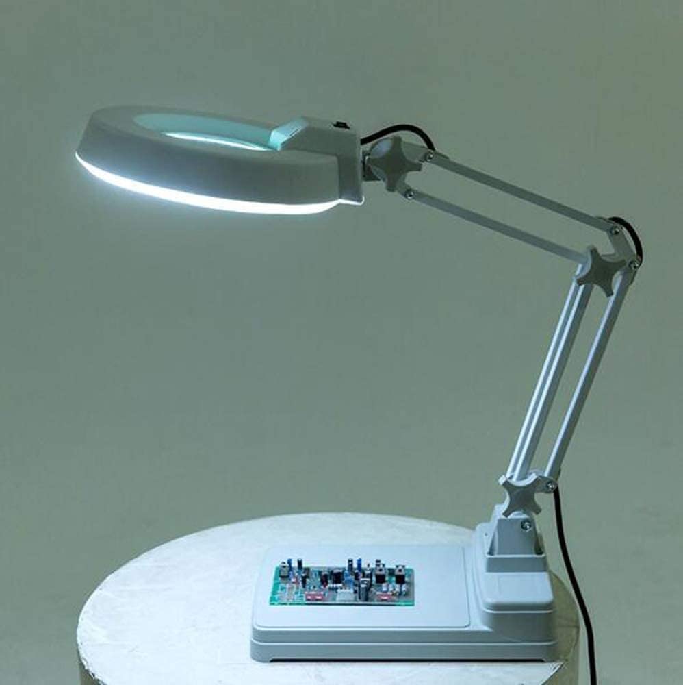 Lenti d'Ingrandimento, Lampada con Lente d'Ingrandimento 10x, Lente illuminata alla Luce del Giorno, Lampada da scrivania con Lente d'Ingrandimento Girevole, Braccio Girevole, Lamp