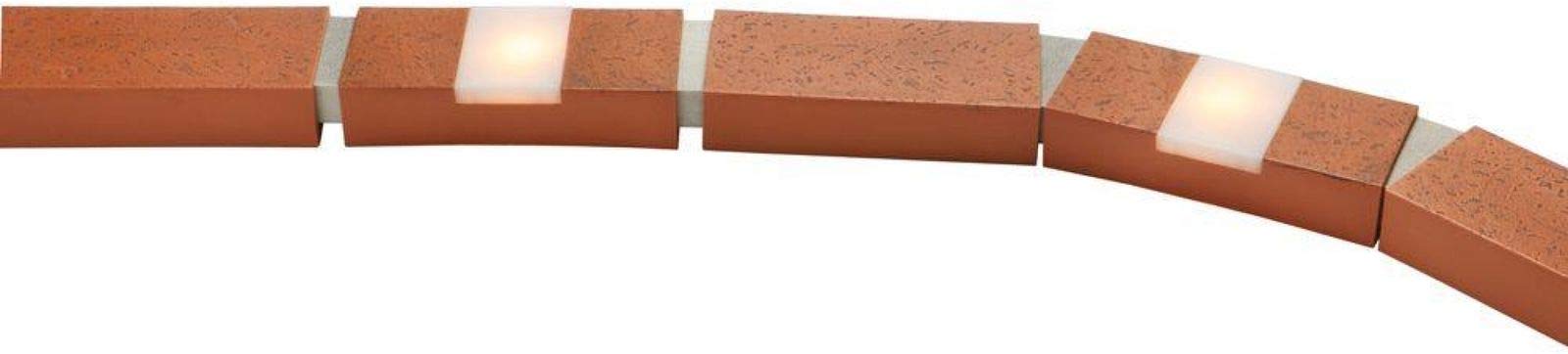 40 ft Plastic Brick Garden Landscaping Border Edging 6 Solar Lights- 56 pc Set Contains 50 Unlit Bricks, 6 Lighted Bricks A Total of 56 Plastic Bricks with 55 Plastic Connectors and 2 End Caps