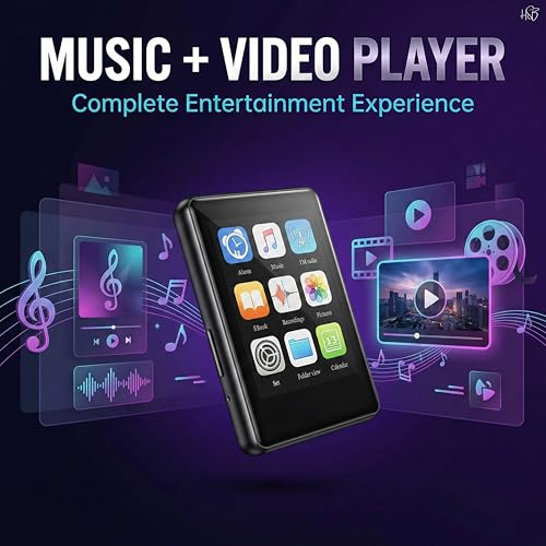 Image of Drumstone Bluetooth MP4 Player with Full Touchscreen, Portable Music & Video Player with Built-in Speaker, Voice Recorder, Step Counter & Memory Card Support for Gym, Travel & Daily Use