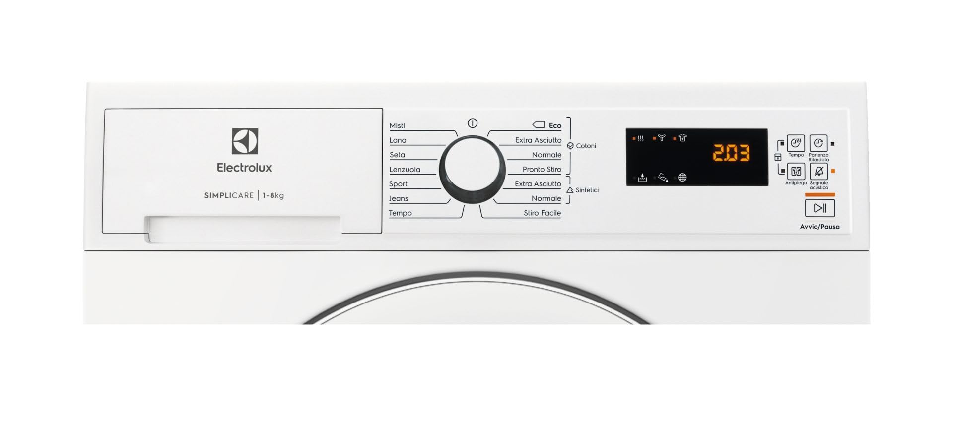 Electrolux Asciugatrice EDH4284TOW, 8Kg A++, pompa di calore, SimpliCare, tecnologia sostenibile