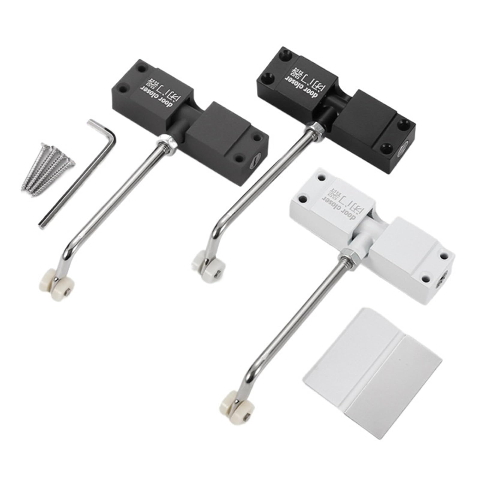 1pcs Adjustable Buffer Pulley Household Door Closer Spring Aluminum Alloy(Black)