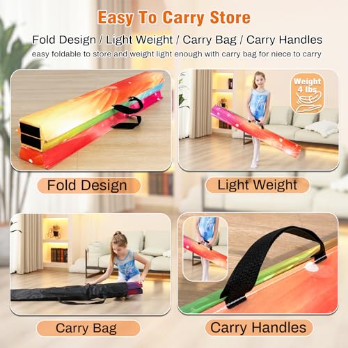 Image of Marfula 6 FT / 8 FT / 9 FT Folding Gymnastics Beam Foam Balance Floor Beam
