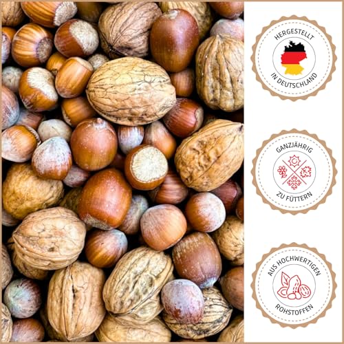 Supravit Frische Nüsse-Mix Eichhörnchen Futter 1kg | Futter für Eichhörnchen mit Haselnüsse, Walnüsse mit Schale für Eichhörnchen | Ganzjähriges Eichhörnchenfutter