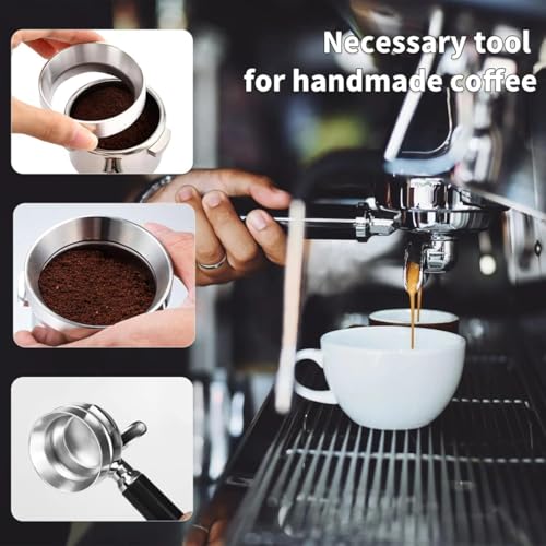 Image of THW Coffee Accessories, Portafilter 51mm, Powder Ring for Espresso Ground Coffee Brewing, Magnetic Filter for Prevent Spilling, Coffee Filter Machine Accessories (Silver)