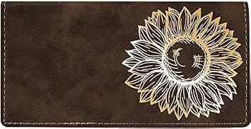 Sunflower Laser Engraved Leatherette Checkbook Cover
