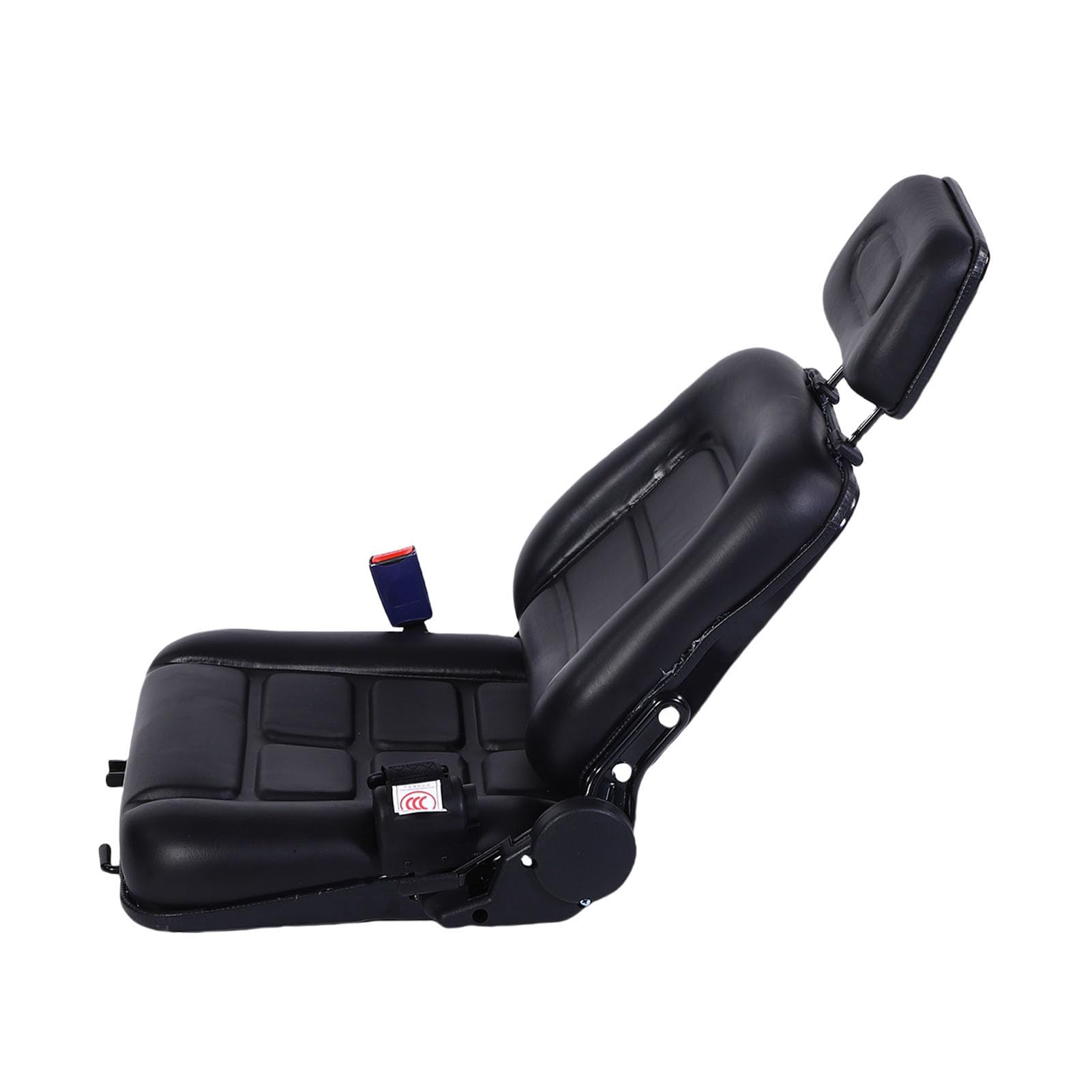 Jeffergarden Sedile per Trattore Universale Sedile per Carrello Elevatore in Pelle PVC con Schienale Regolabile Binario di Scorrimento da 30 a 180 Gradi 3,15 Pollici per Tosaerba Skid Loader Terna