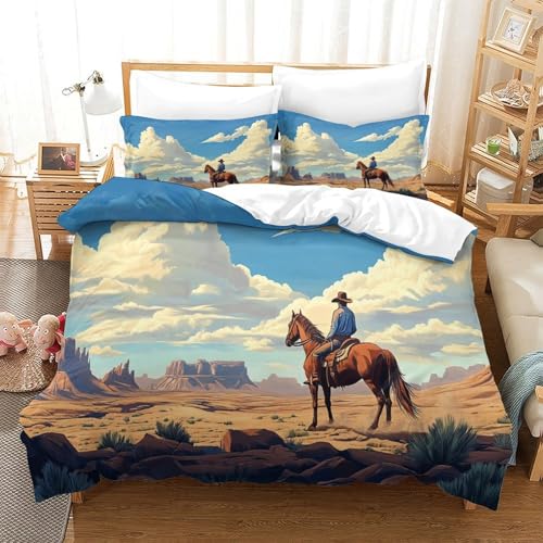 Linge de lit cowboy microfibre entretien facile lit 2 places - 3
