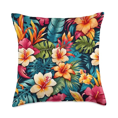 Hawaii Tropical Floral Pattern Hibiscus Flowers...