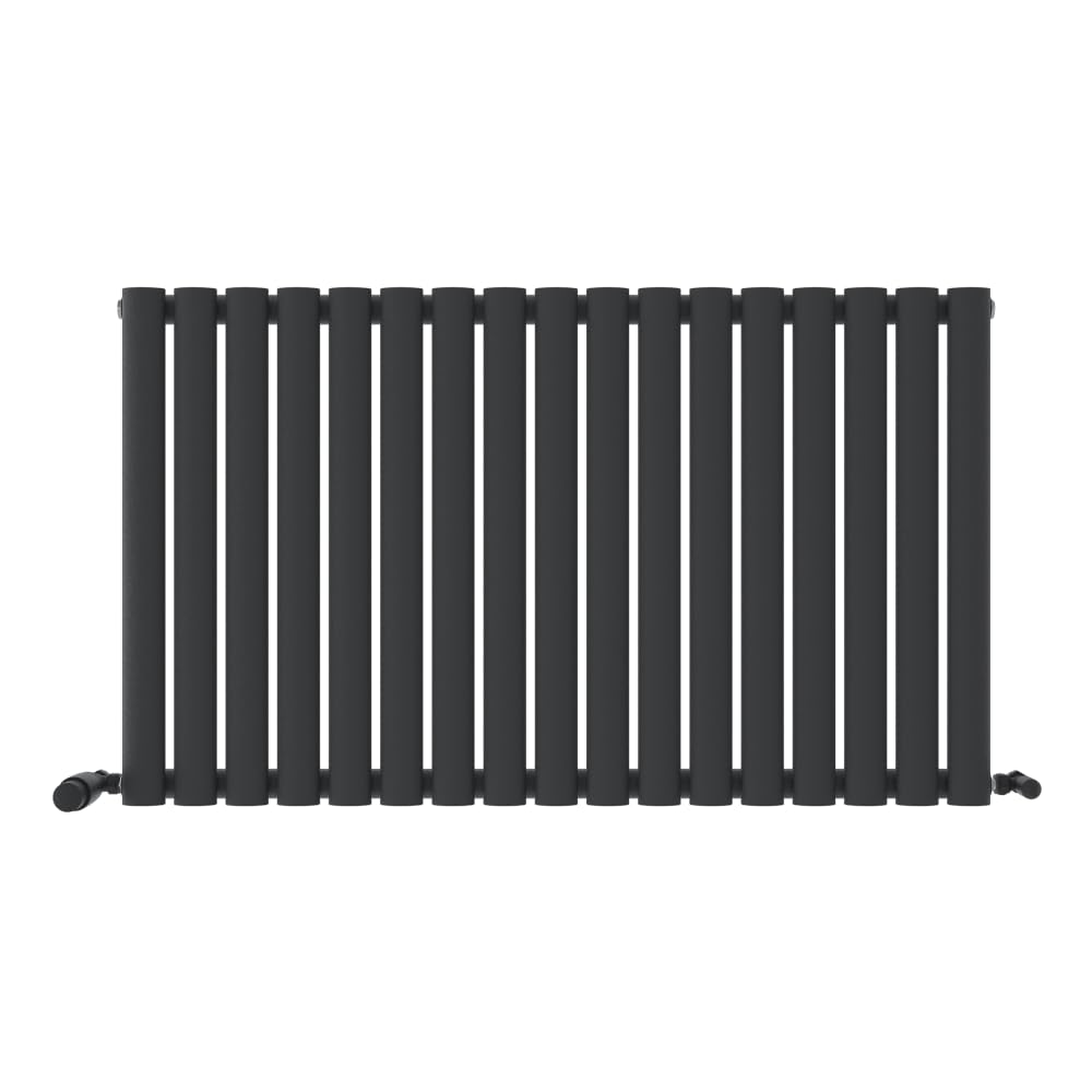 Ibathuk Princia Horizontal Single Oval Panel Radiator Anthracite 600 X 1020mm-Grey from B&Q