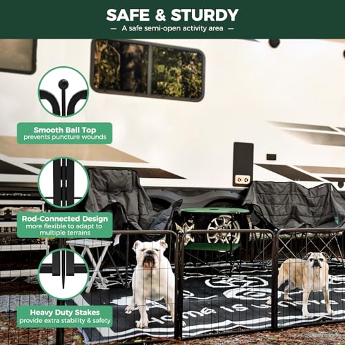 Image of FXW Rollick Unleashed Dog Playpen for Indoor, Yard, RV Camping, 24 inch 32 Panels for Small and Puppy Dogs, Black│Patented