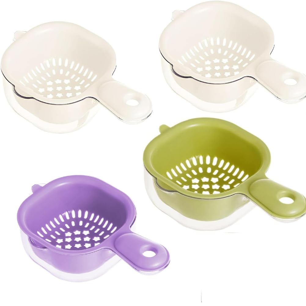 Vjsujehgy Double-Layer Drainage Basket with Handle 2 in 1 Multifunctional Drainage Basket Fruit and Vegetable Washing Basket
