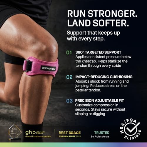 Image of Modvel Knee Strap Patella Tendon Support Brace Band, One Size, 2-Pack | Adjustable patellar tendon support strap reduces pressure on the patella; works as a knee strap, patella band and brace
