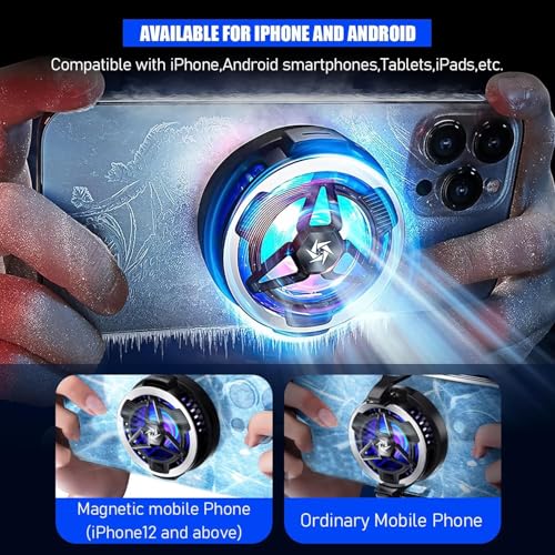 Image of BKN Fast Cooling Mobile AC Fan Radiator Magnetic Mobile Cooler for Gaming with Removable Back Clip and Magnetic Sticker & RGB | Compatible with All iPhones /Android Mobile Phones