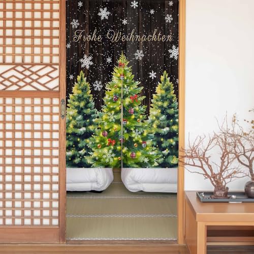 のれん 目隠し 遮光 暖簾 間仕切り クリスマスツリー 雪の結晶 冬 木目 厚手 防寒 防音 断熱 ロング 半間のれん リビング 和風 カーテン プライバシー保護 玄関 キッチ リビング 飲食店 出入り口 室内インテリア 温泉 施設向け バスルーム 階段
