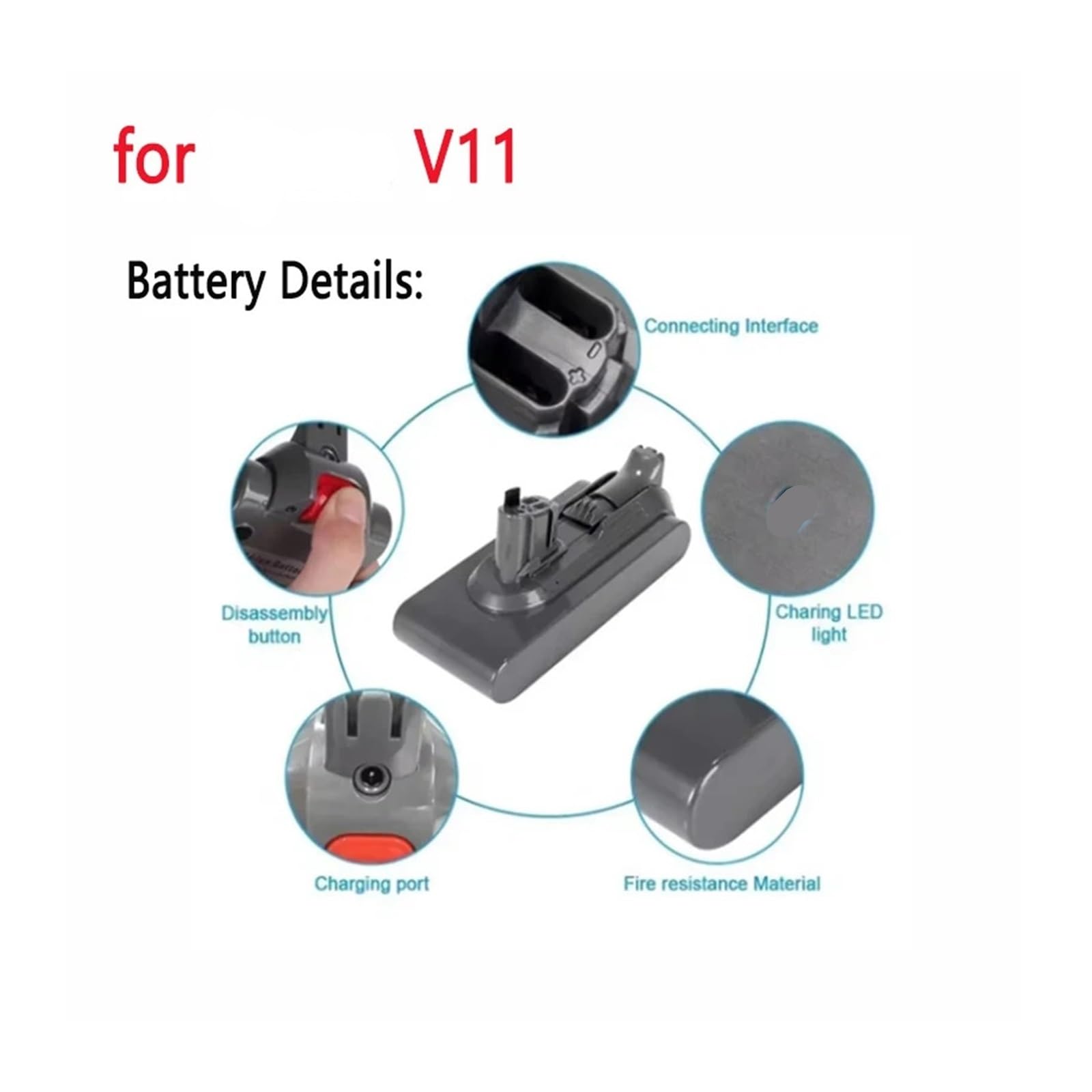 Sostituzione della batteria agli ioni di litio, compatibile con Dyson, V10 | Batteria sostitutiva for aspirapolvere senza fili, batteria for aspirapolvere portatile(V10 12800mAh battery)