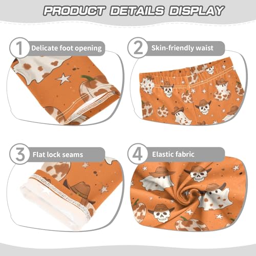 Cowboy Ghost Skull Pumpkin Girls Leggings Soft Stretch Workout Yoga Dance Pants for Kids Casual Tights3