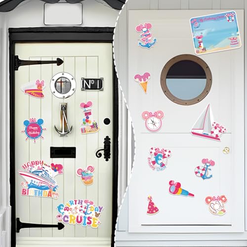 Decoraciones magnéticas para puerta de cumpleaños con ratón rosa miniatura 6