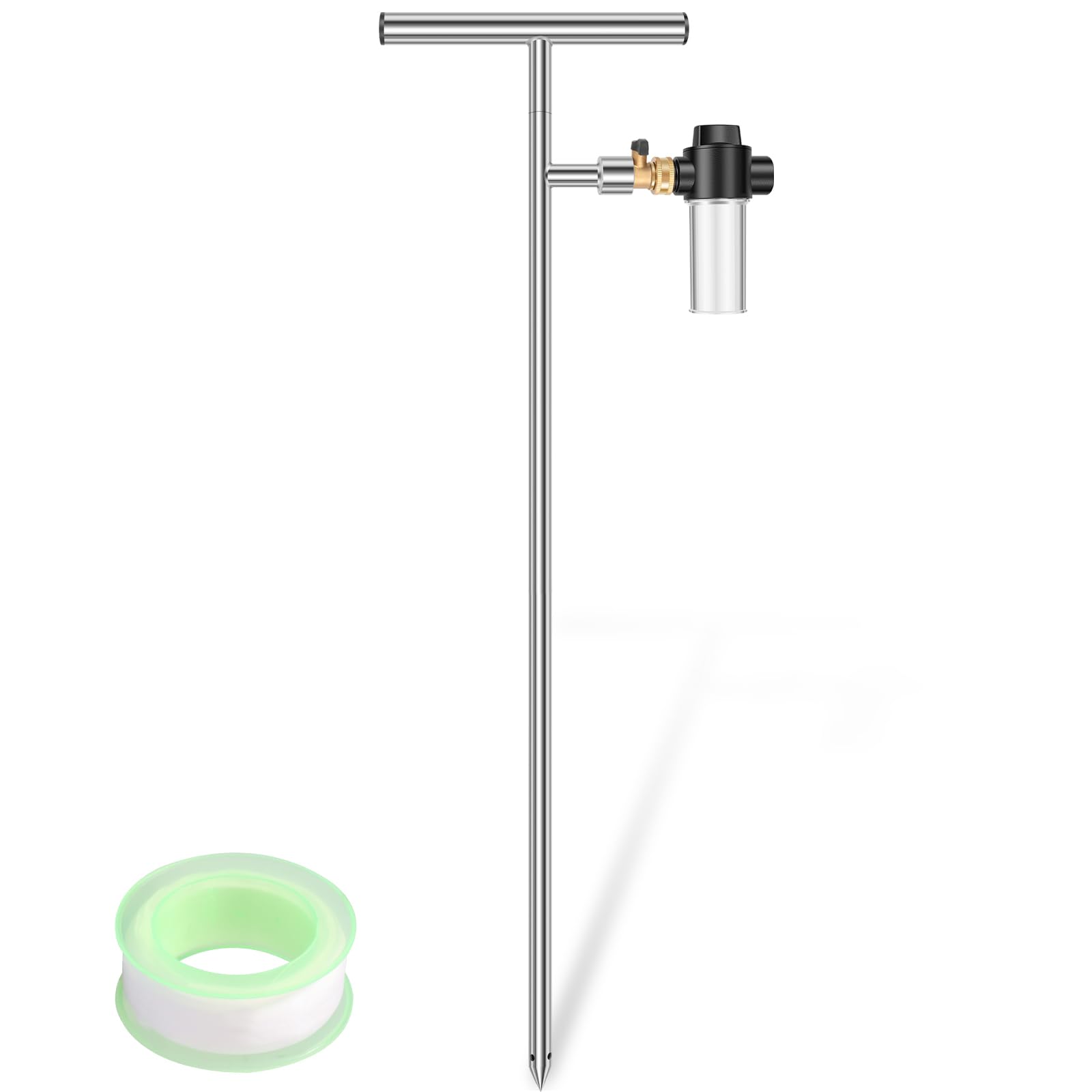 PTMTFYL Tree Watering Spike Deep Root Watering Tool, Stainless Steel Root Feeder with Fertilizer Bottle and Brass Valve, Irrigation System with 4 Outlet Holes for Plants Trees Bushes Shrubs