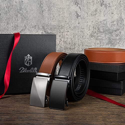 Image of Zitahli Leather Ratchet Belt for Men - 2 Pack Mens belt,Customizable Fit | Everyday Men Dress Pants Belt,Casual Occasion,Classic Style,Gifts for Men on Birthday,Anniversary,Father's Day,and Christmas