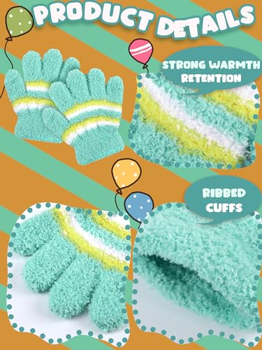 Image of SATINIOR 5 Pairs Kids Gloves Full Fingers Knitted Warm Gloves Winter Mittens for Little Boys and Girls Daily Supplies