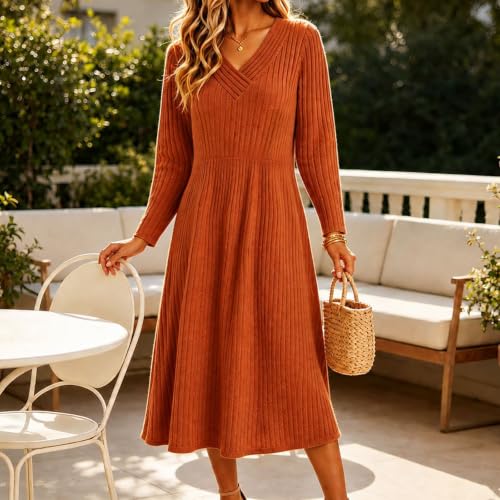 Womens Fall Dresses Long Sleeve Knit Sweater Dress with Pockets - image 4
