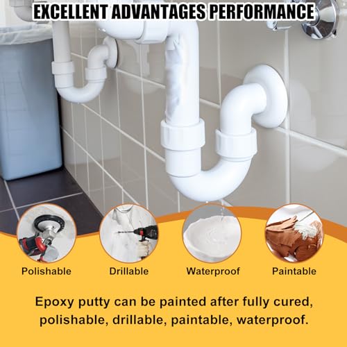 Image of 14.1oz / 400g Epoxy Putty, White Epoxy Sculpt Clay High Strength 2 Part Putty Stick Fix Leaks, Cracks and Fill Holes, Fast Repair Pool Leak Sealer for Bonding, Repairing, Sculpting