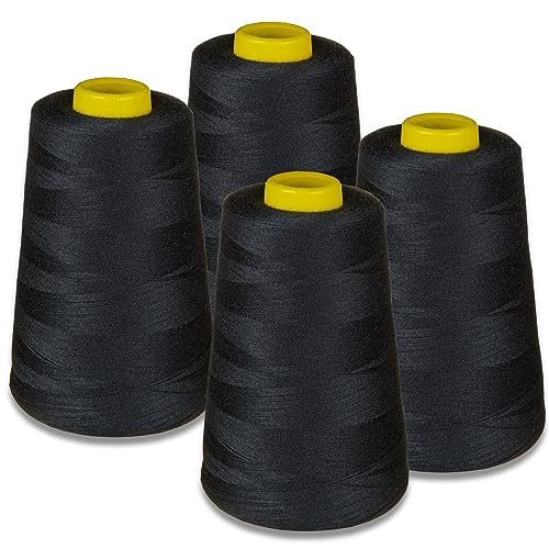 Lialina Set di Fili Overlock 4 Coni Nero