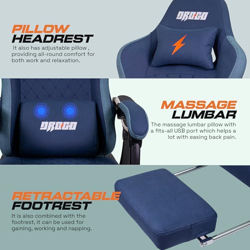 Baybee Drogo Throne Ergonomic Gaming Chair With Linkage Armrest,Foot Rest,& Adjustable Seat|Computer Chair With Fabric,Head & Massager Lumbar... - Image 7