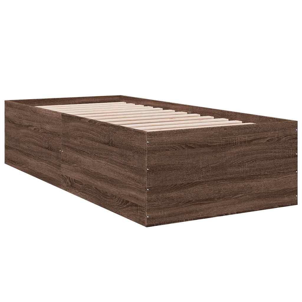 vidaXL Bed Frame, Bed Base for Bedroom Guest Room, Mattress Foundation for Single Bed, Bedstead, Brown Oak 90x200 cm Engineered Wood — image 1