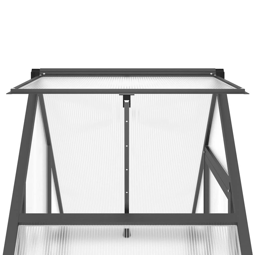 Gewächshaus mit Fundamentrahmen Anthrazit 169x58x202 cm Aluminium Polycarbonat für Hobby-Gartenbau, Tomatenhaus, Frühbeet, Balkon, Terrasse, Pflanzenpflege und Überwinterung