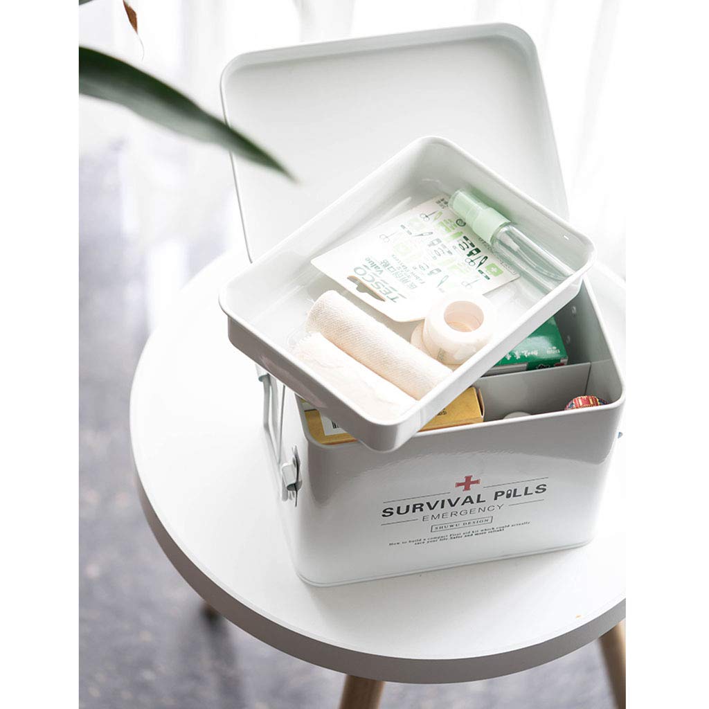 Medizin-Aufbewahrungsbox Abschließbar, Erste-Hilfe-Box Aus Metall Mit Seitengriffen, Abnehmbarer Schlüsselkasten Für Pillen, Aufbewahrungsbox Für Verschreibungspflichtige Medikamente Für Kinder - We