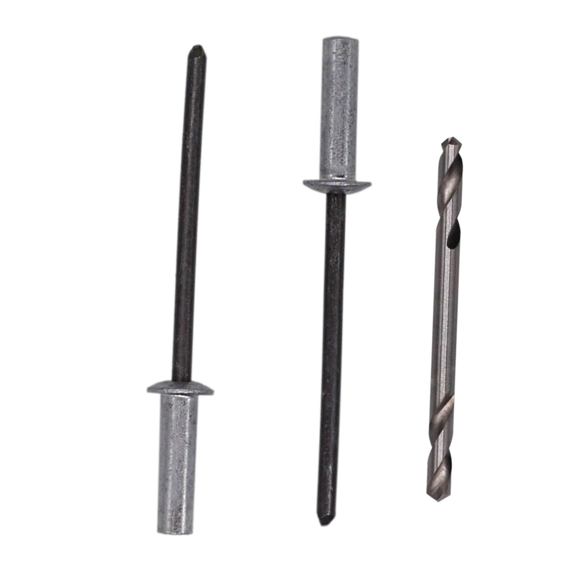 SKIR'CO (100 szt.) Nity zrywalne z zamkniętym końcem 3,2 x 12,5 mm, aluminiowe nity zrywalne, głowica kopułowa, stalowy trzpień, wiertło w zestawie