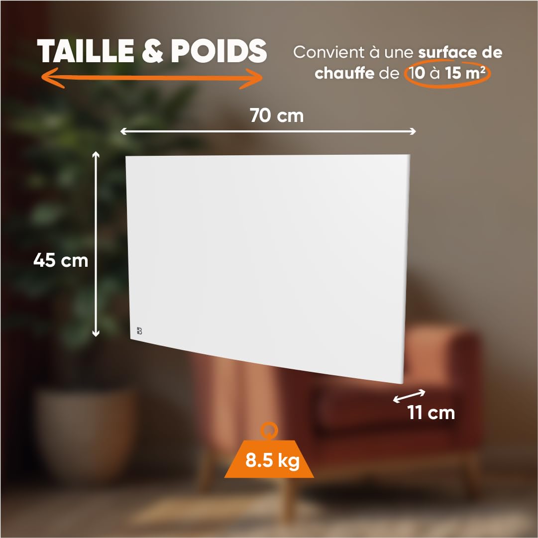 BESTHERM - Radiateur électrique fixe à inertie sèche fonte 1500W Bestherm BIA horizontal blanc
