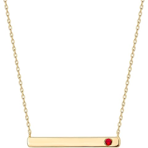 PAVOI 14K Gold Plated Crystal Birthstone Bar Necklace | Dainty Necklace | Gold Necklaces for Women