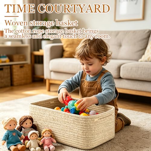 Panier de rangement bébé en coton pliable lin pour jouet et bain - 3