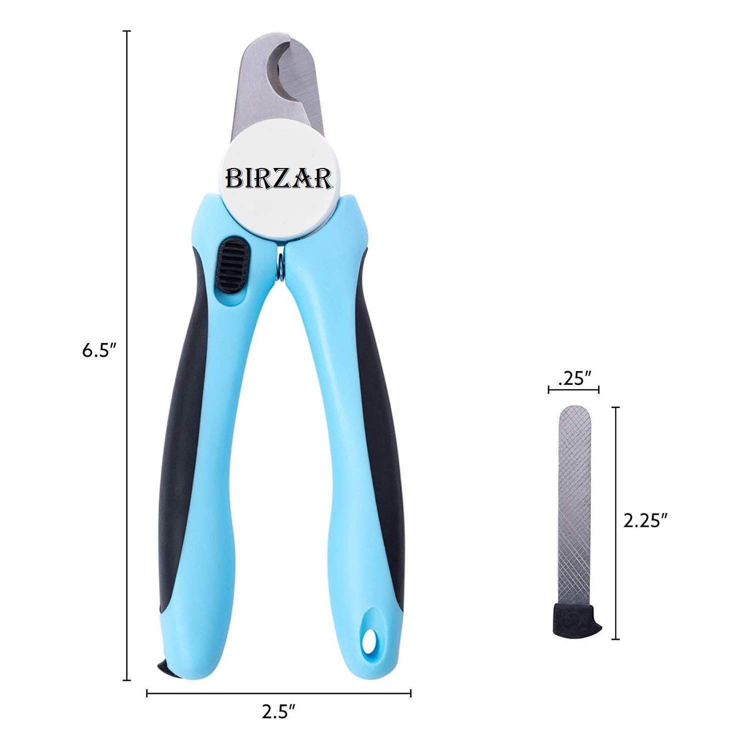 BIRZAR Dog Nail Clipper - Pet Nail Trimmer - 3.5mm Sharp Blade - Avoid Overcutting - Safety Gaurd Button - Nail Filer - Nail Cutter for Dogs & Cats (Basic Model) 3