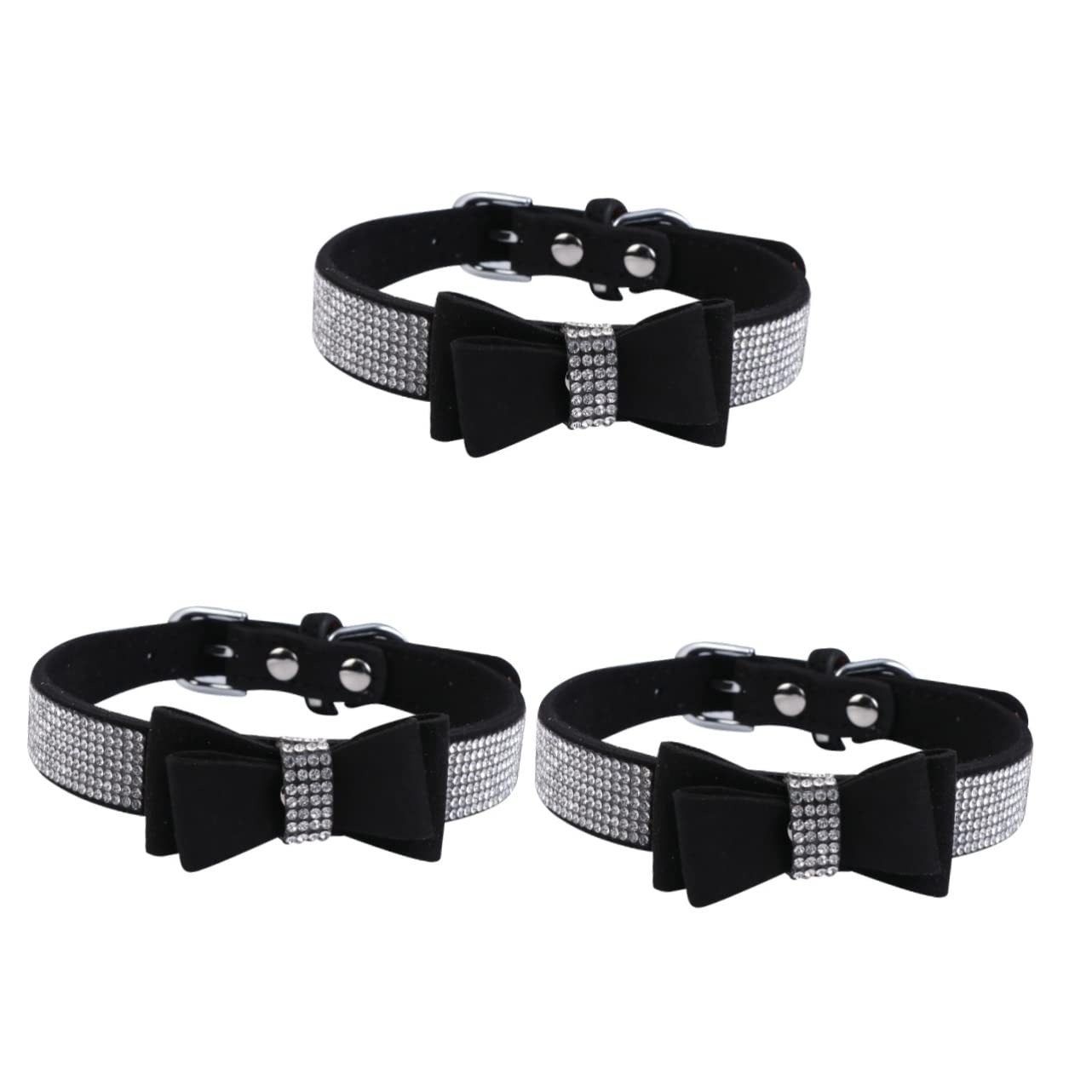 Mipcase 3pezzi Collare Per Animali Domestici Con Fiocco Decorativo Catena Per Collo Pet Resistente Accessorio Elegante Per Cani e Gatti Nero Xl
