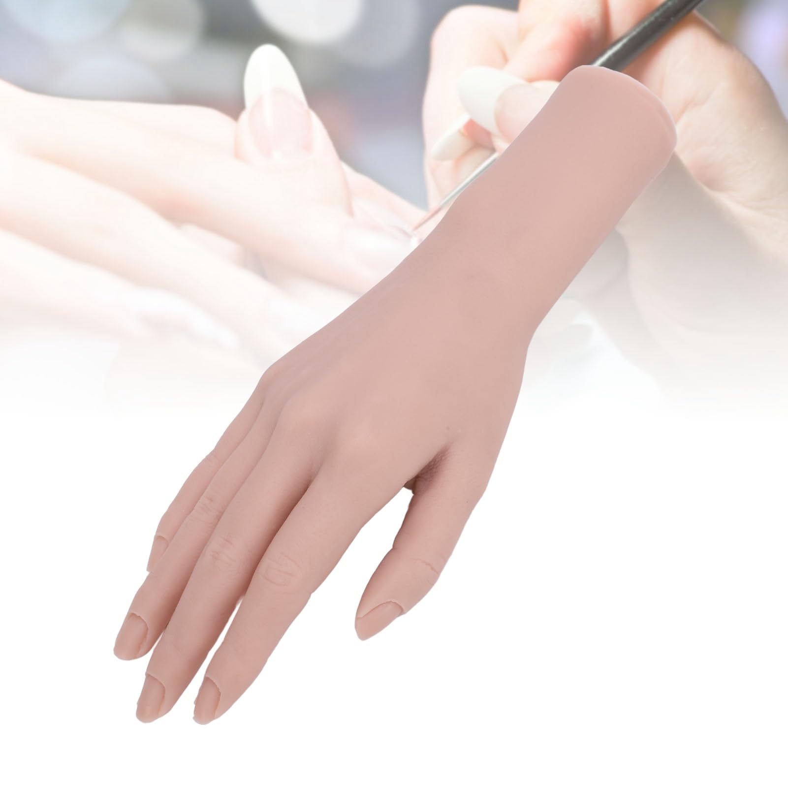 Modello di Mano Femminile in Silicone Mano di Manichino Pieghevole Realistica per Nail Art e Oggetti di Scena per Spettacoli Televisivi (destra)