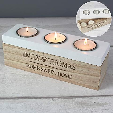 Custom Personalised Wooden 3 Tea Light Holder Cover