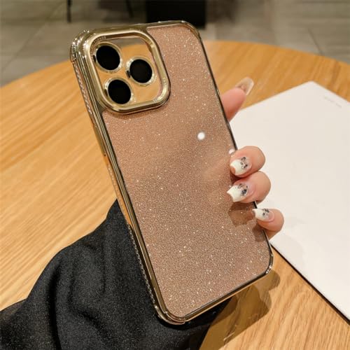 Coque iPhone 15 Pro Max transparente dorée pour briller en soirée avec son cadre en strass
