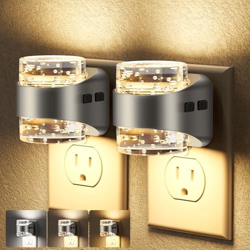 Image of Briignite Night Light Dimmable Night Lights Plug Into Wall w /Bubble Design | 2 Pack 3000K /4000K /5000K & 3 Brightness Levels for Baby Nursery Hallway Bathroom Kids Room, 3CCT