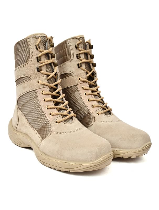 Marcino Shoes Men's Beige Ultralight Ankle Military and Tactical Boots for Men