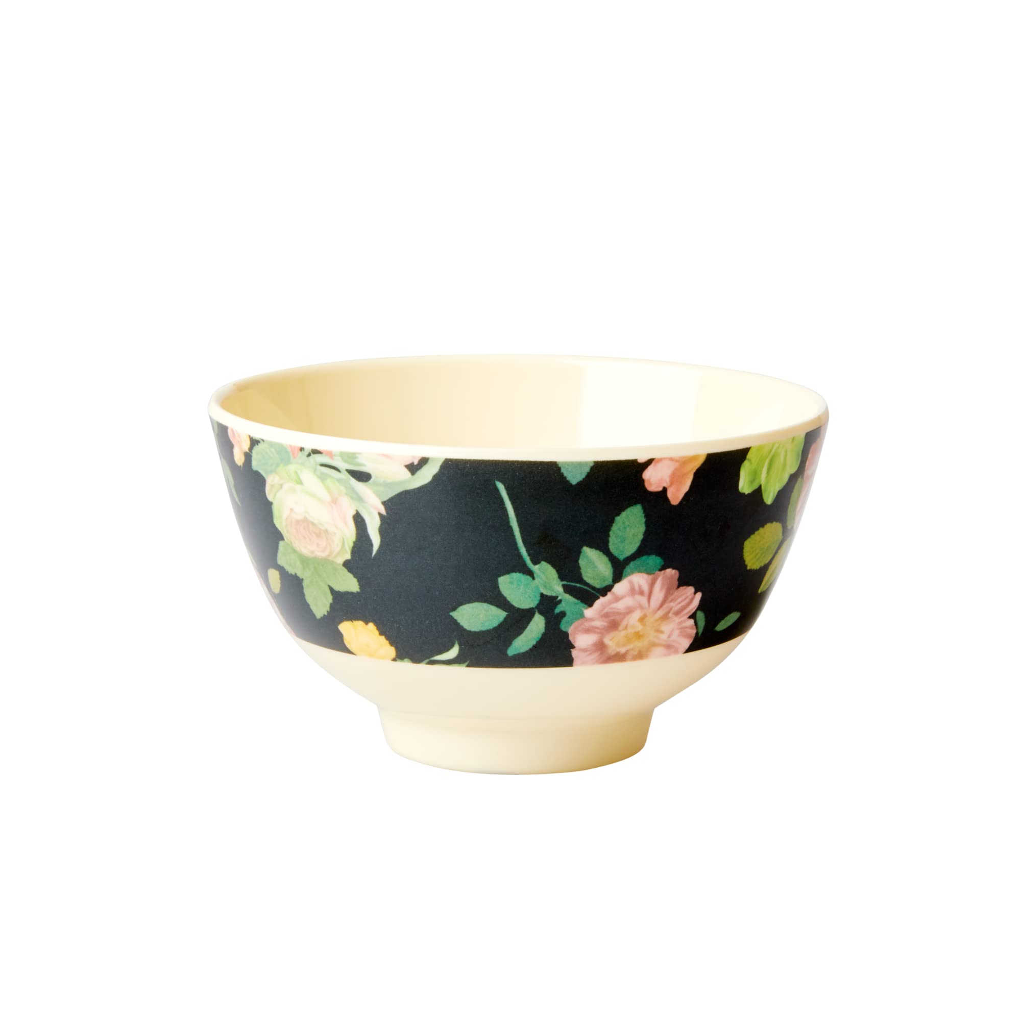 Rice Melamine Bowl Dark Rose Print Small
