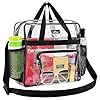 MAY TREE Bolsa transparente aprobada por el estadio, resistente al frío, ligera e impermeable, bolsa transparente y bolsa transparente para el gimnasio, bolsa transparente para el trabajo, juegos deportivos y conciertos, 12 x 12 x 6 pulgadas (Negro-L)